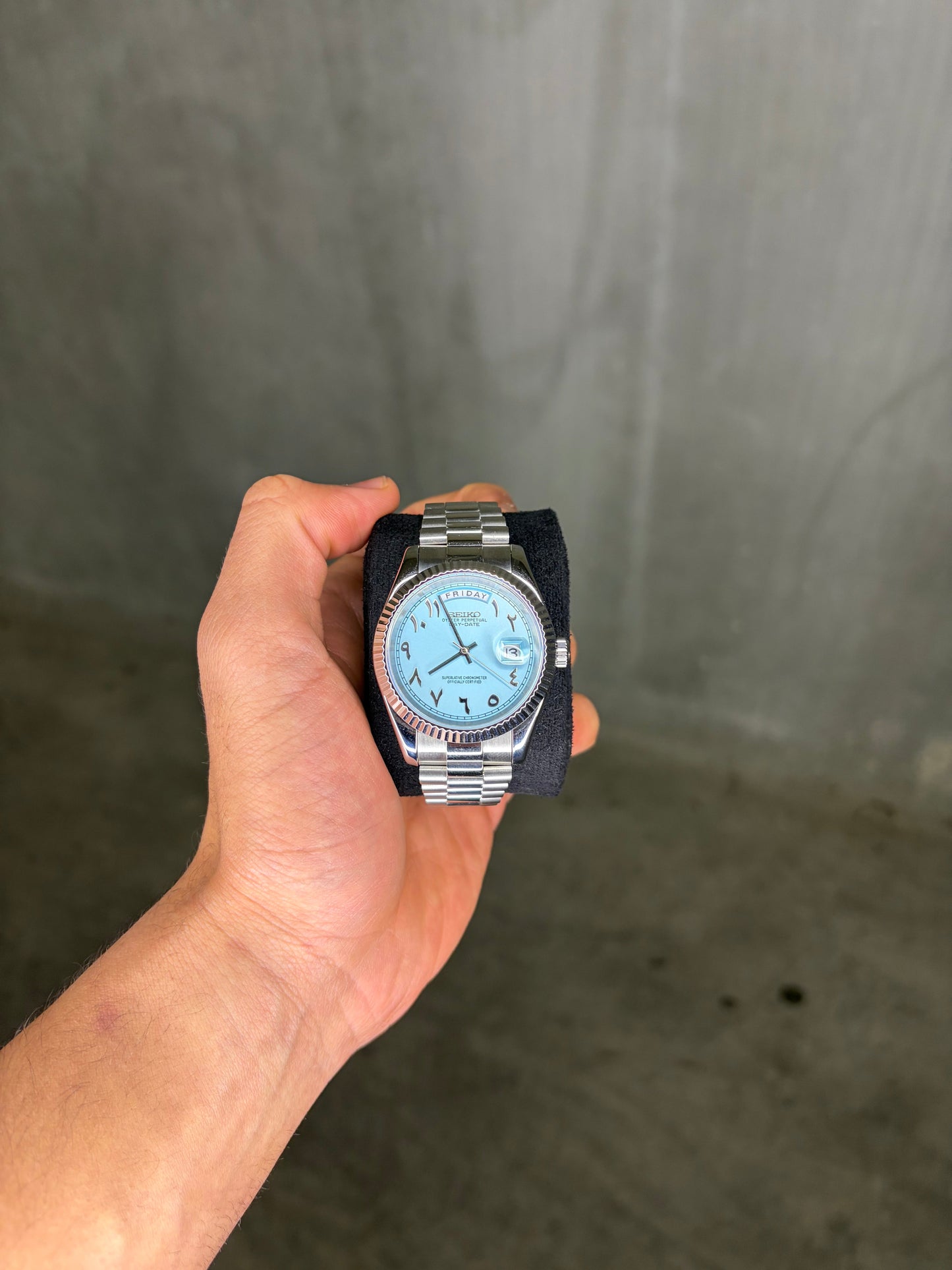 DayDate Baby Blue Arabic Numerals - Seiko Mod