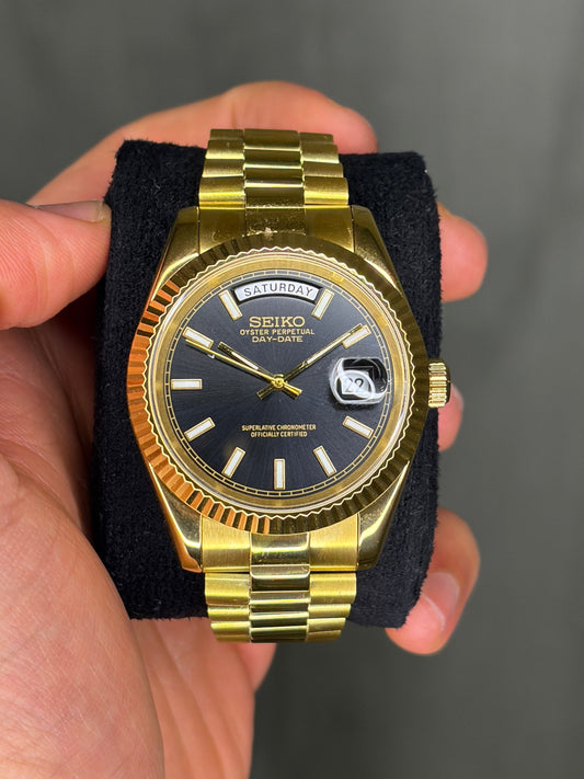 Gold & Black baguette dial DayDate - Seiko Mod