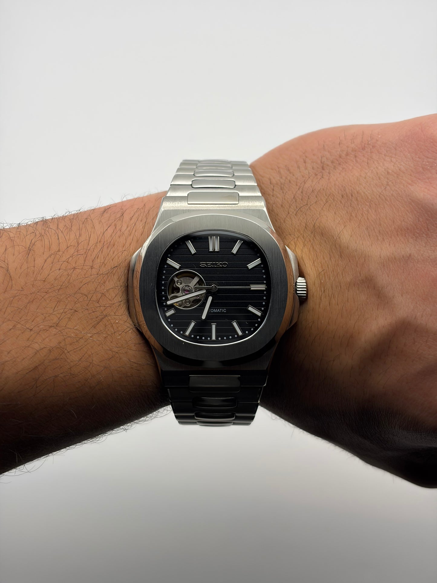 Nautilus Open Heart Black - Seiko Mod