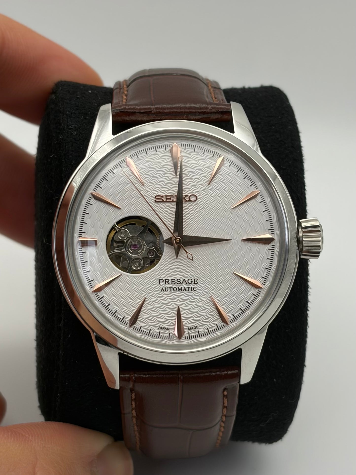 Presage marron et or rose - Seiko Mod