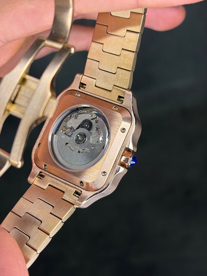 Santos Rose Gold & White Dial - Seiko Mod