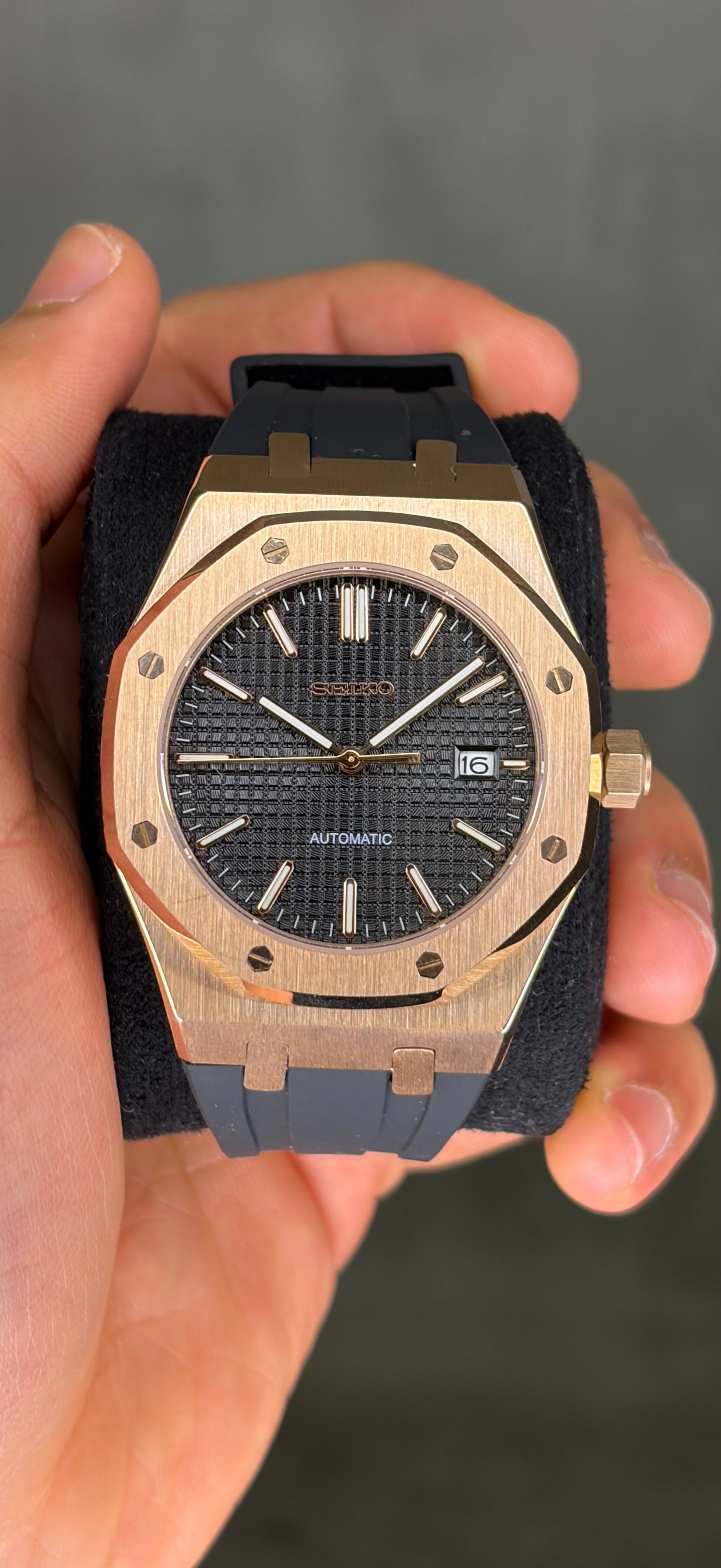 Rose Gold and Black Dial Royal Oak  - Seiko Mod