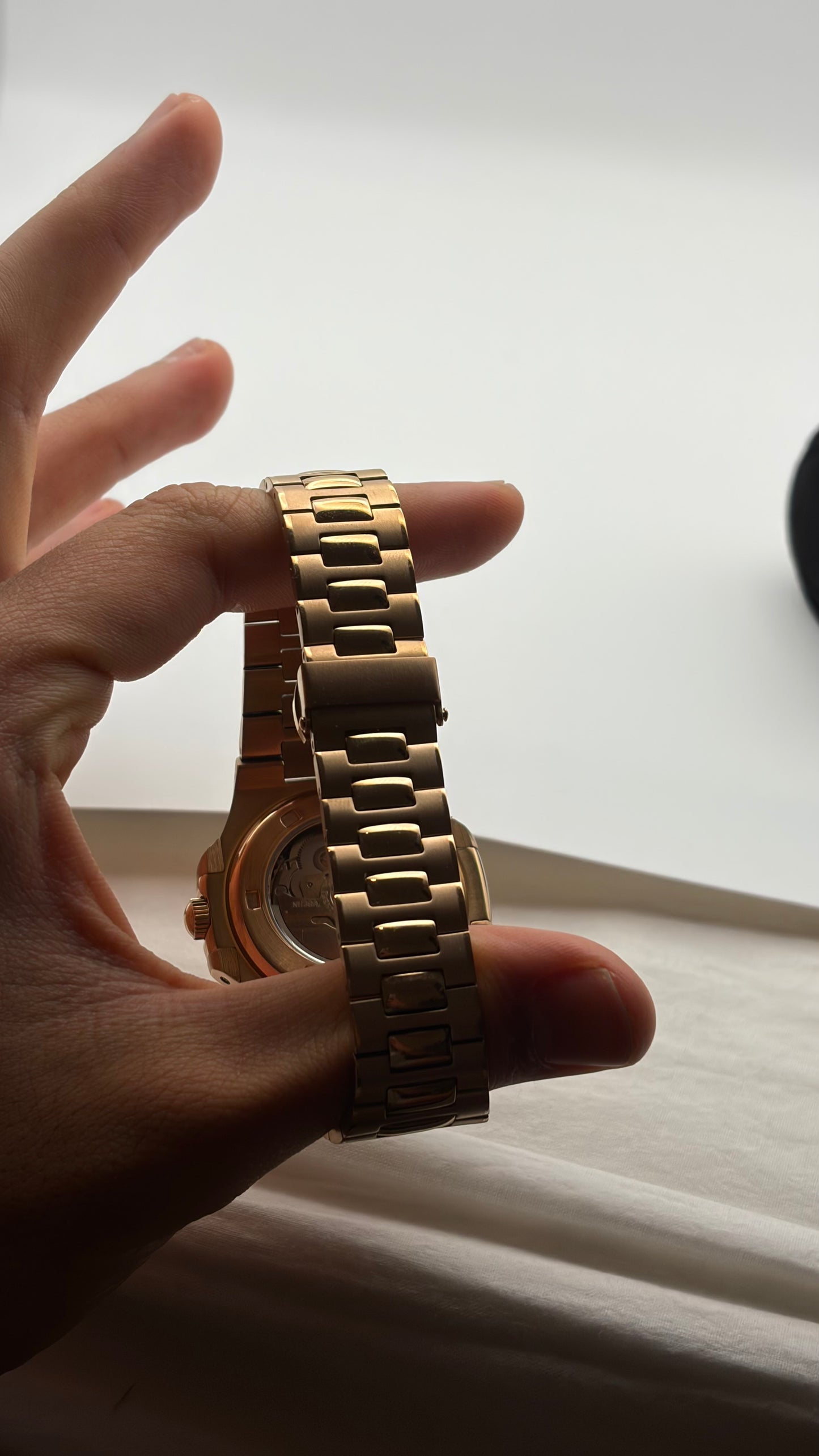 Nautilus Rose Gold & Black Open Heart - Seiko Mod