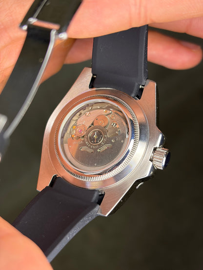 Yacht master Silver & Black Oysterflex  - Seiko Mod