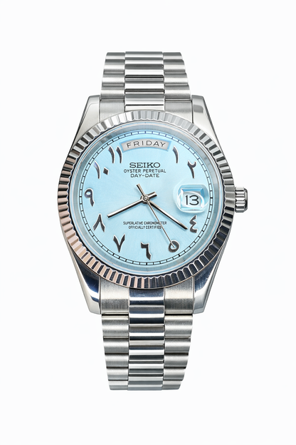 DayDate Baby Blue Arabic Numerals - Seiko Mod