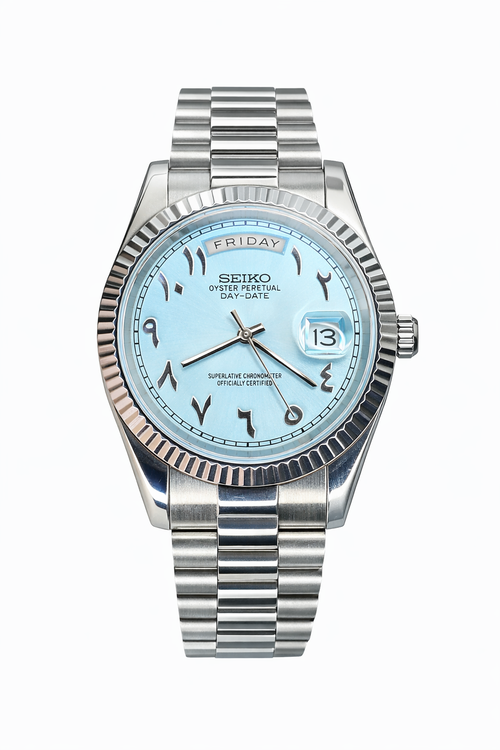 DayDate Baby Blue Arabic Numerals - Seiko Mod