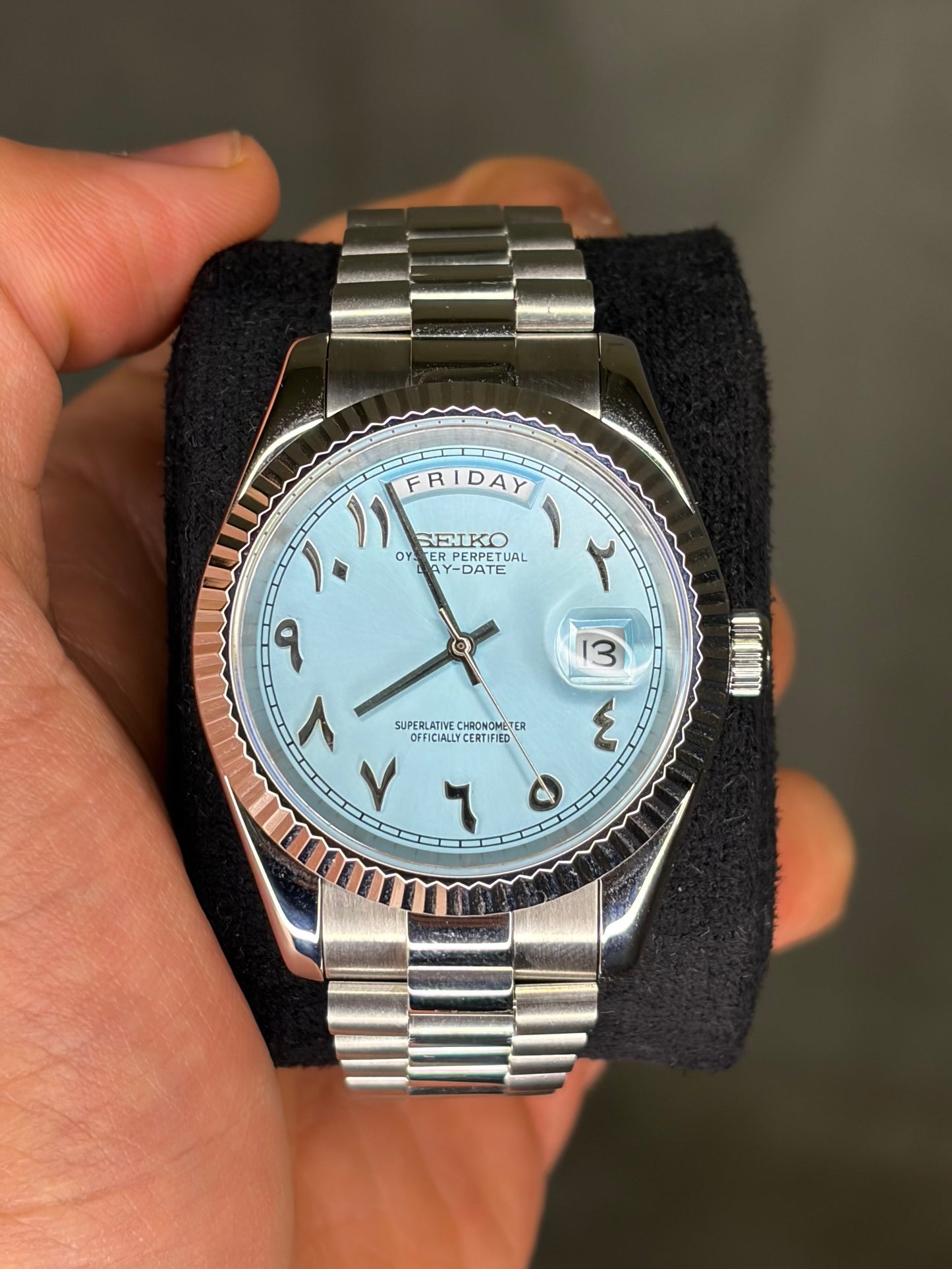 DayDate Baby Blue Arabic Numerals - Seiko Mod