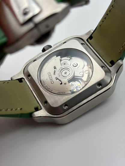 Santos Green Leather Bracelet- Seiko Mod