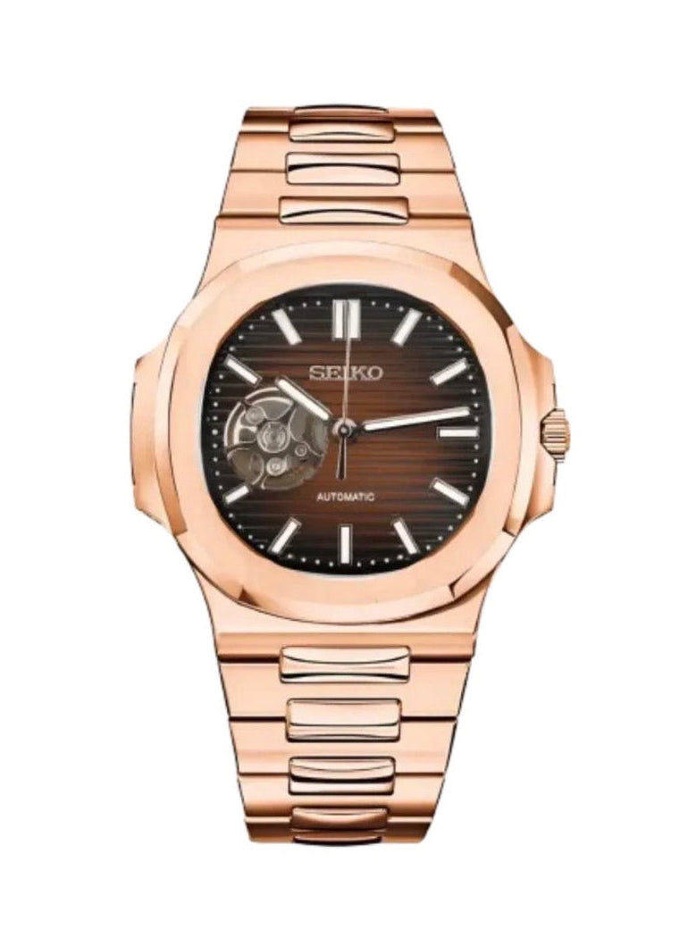 Nautilus Rose Gold Brown - Seiko Mod