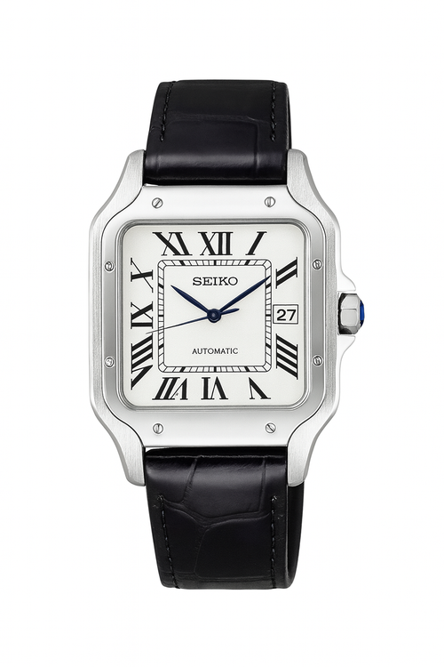 Santos Leather Strap Silver Case - Seiko Mod