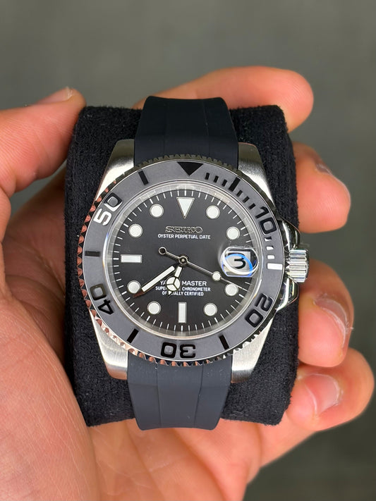 Yacht master Silver & Black Oysterflex  - Seiko Mod