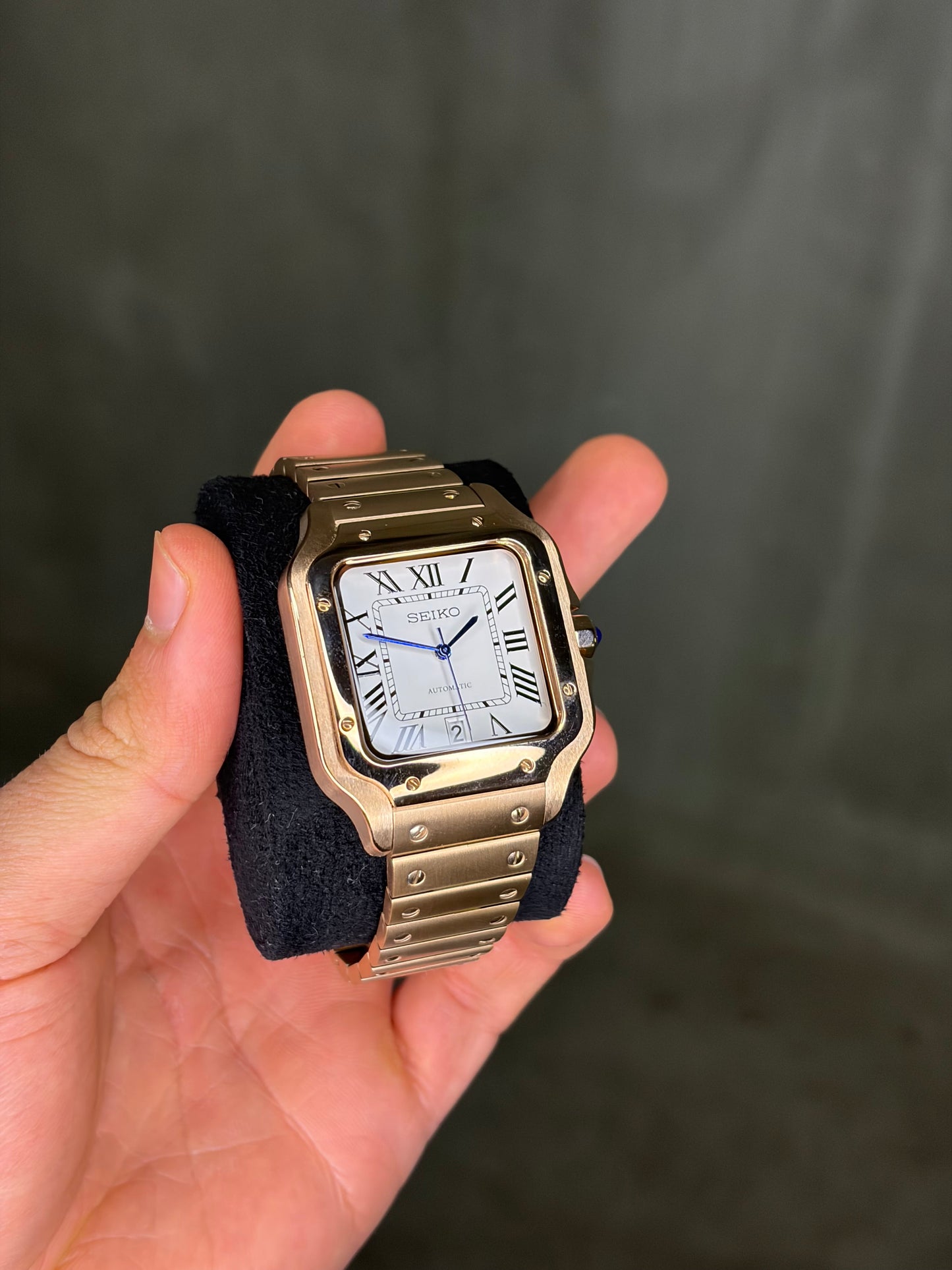 Santos Rose Gold & White Dial - Seiko Mod