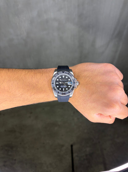 Yacht master Silver & Black Oysterflex  - Seiko Mod