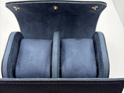 Étui en cuir bleu pour 2 montres
