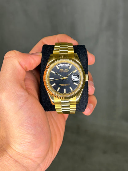 Gold & Black baguette dial DayDate - Seiko Mod