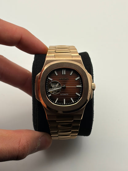 Nautilus Rose Gold Brown - Seiko Mod