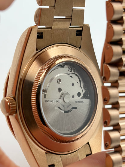 Datejust Rose Gold Olive Arabic - Seiko Mod