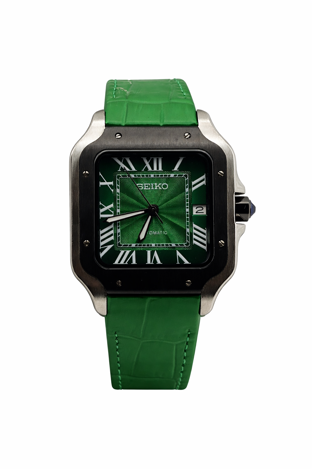 Santos Green Leather Bracelet- Seiko Mod