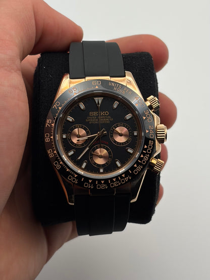 Daytona Rose Gold & Black - Seiko Mod