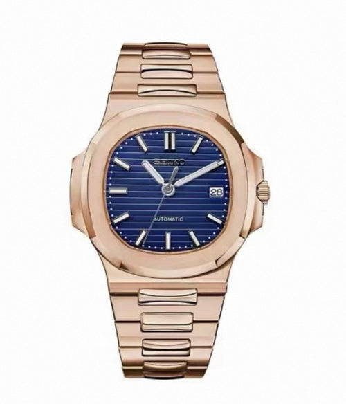 Nautilus Rose Gold Midnight Blue - Seiko Mod