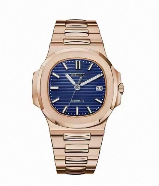 Nautilus Rose Gold Midnight Blue - Seiko Mod