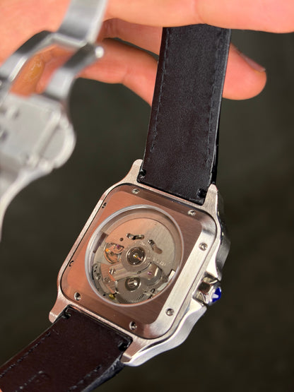 Santos Leather Strap Silver Case - Seiko Mod