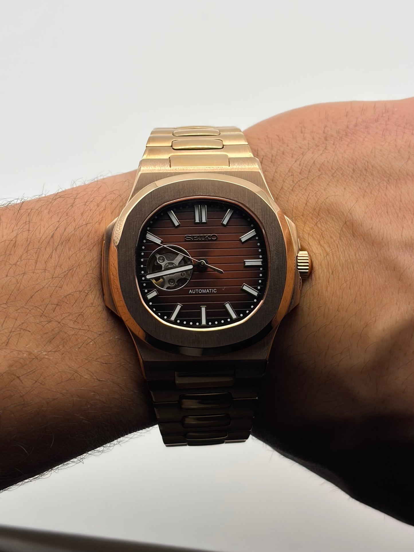 Nautilus Rose Gold Brown - Seiko Mod