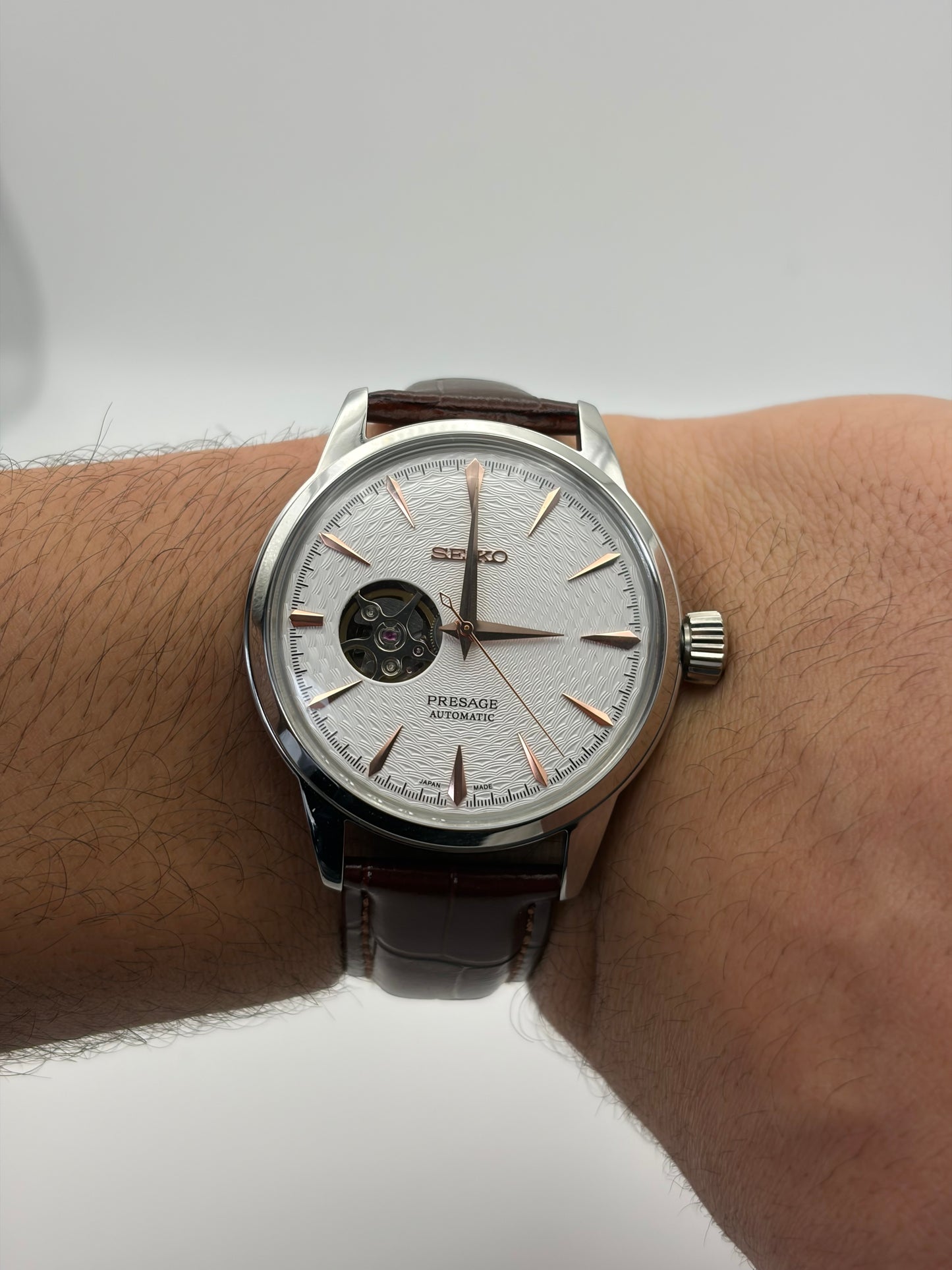 Presage marron et or rose - Seiko Mod