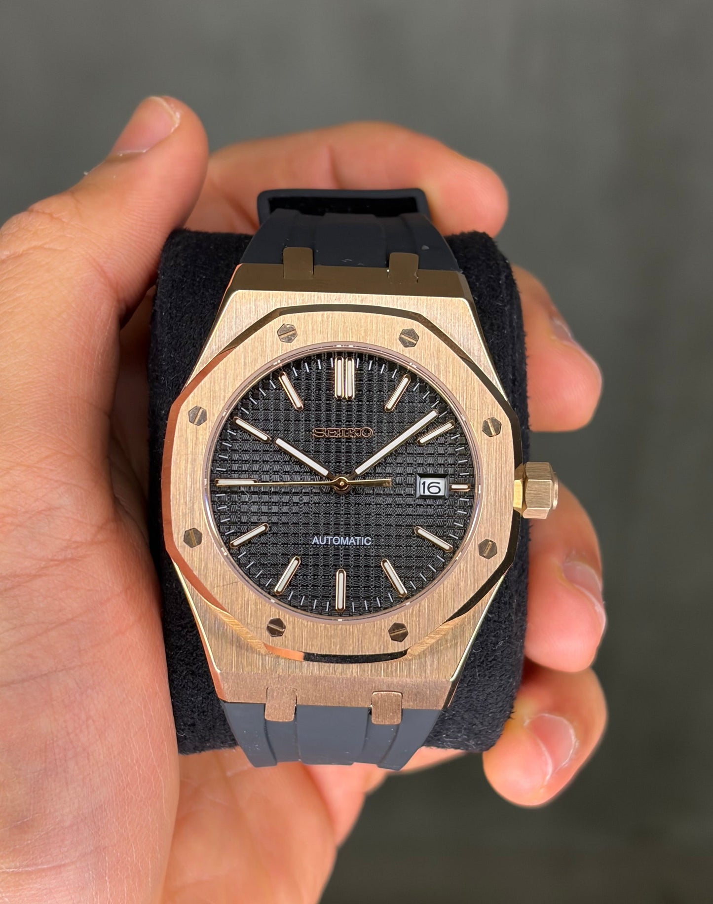 Rose Gold and Black Dial Royal Oak  - Seiko Mod