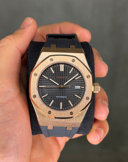 Rose Gold and Black Dial Royal Oak  - Seiko Mod