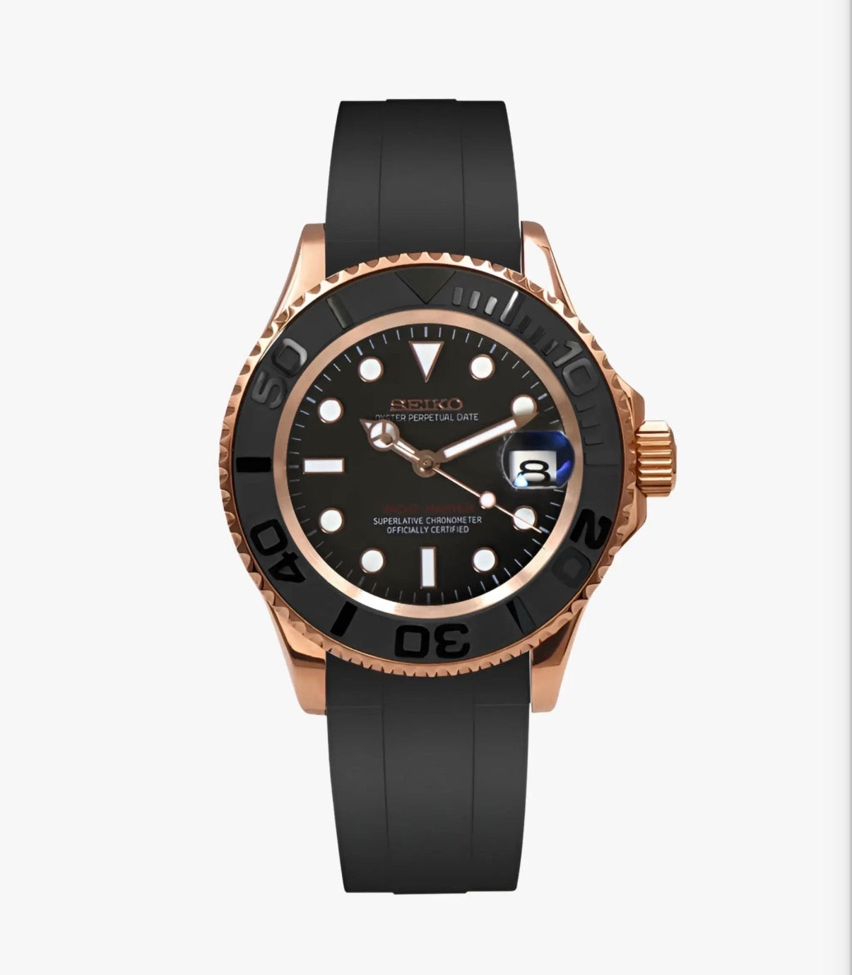 Yacht Master Oysterflex Rose Gold Case - Seiko Mod