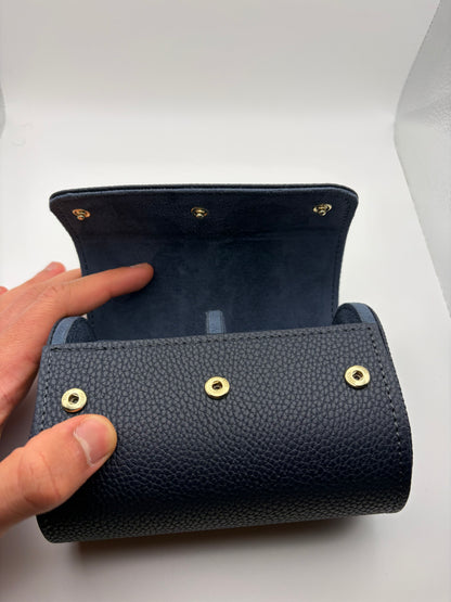 Étui en cuir bleu pour 2 montres