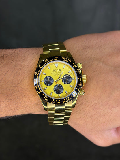 Yellow Gold & black Daytona  - Seiko Mod