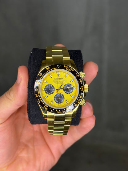 Yellow Gold & black Daytona  - Seiko Mod