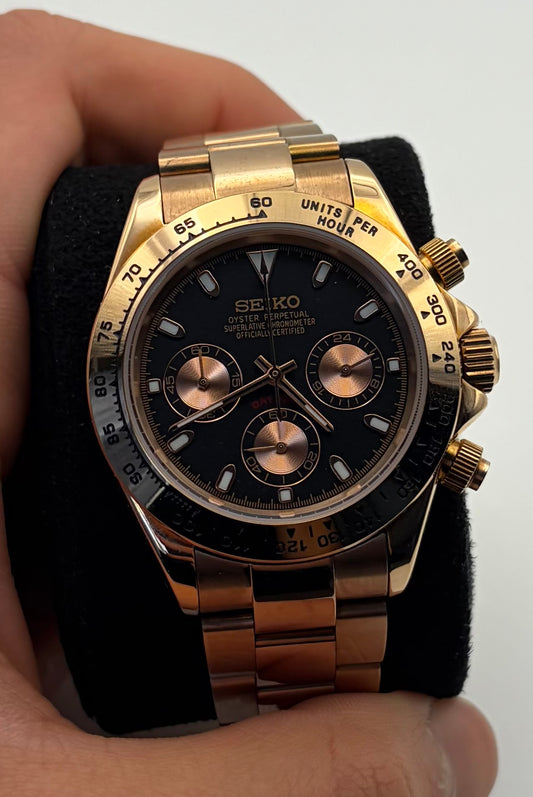 Daytona Rose Gold Black dial - Seiko Mod