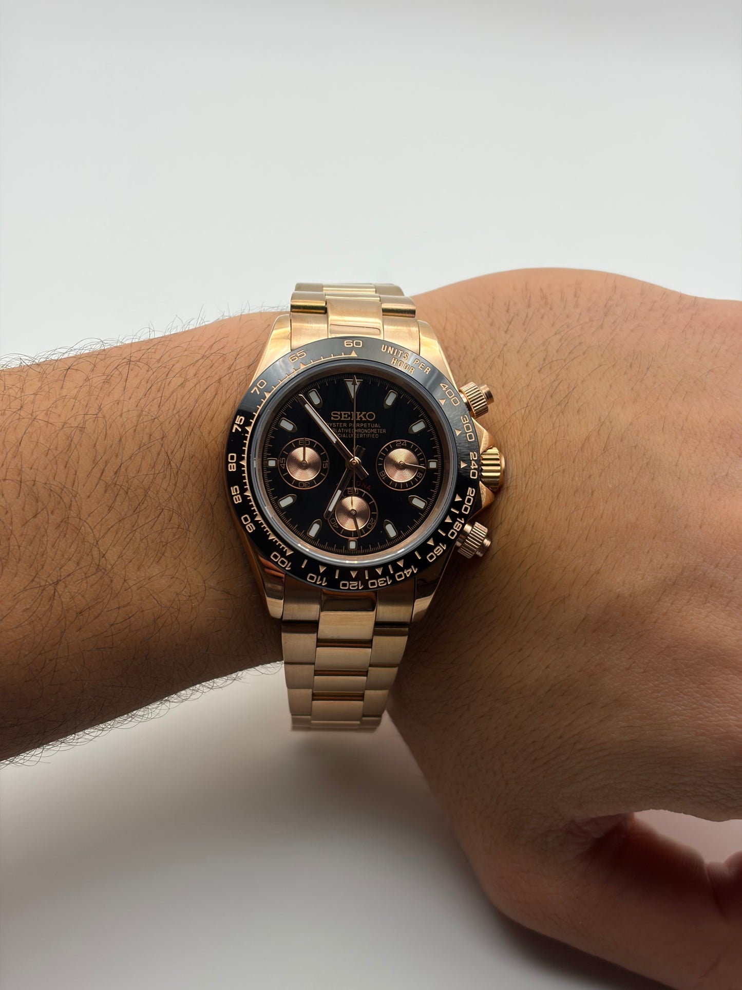 Daytona Rose gold & Black - Seiko Mod