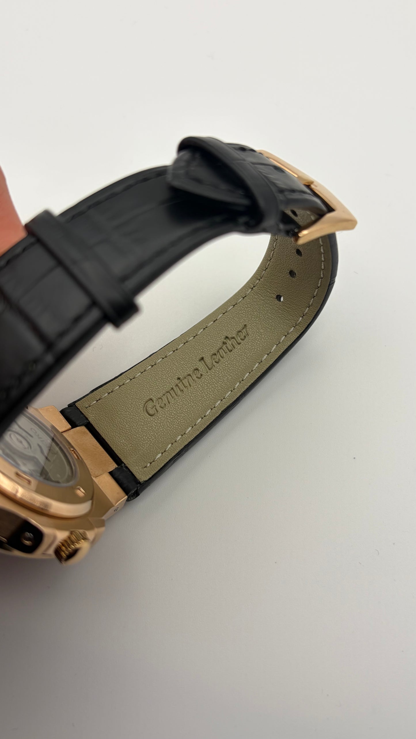 Nautilus Rose Gold Open Heart Leather bracelet - Seiko Mod