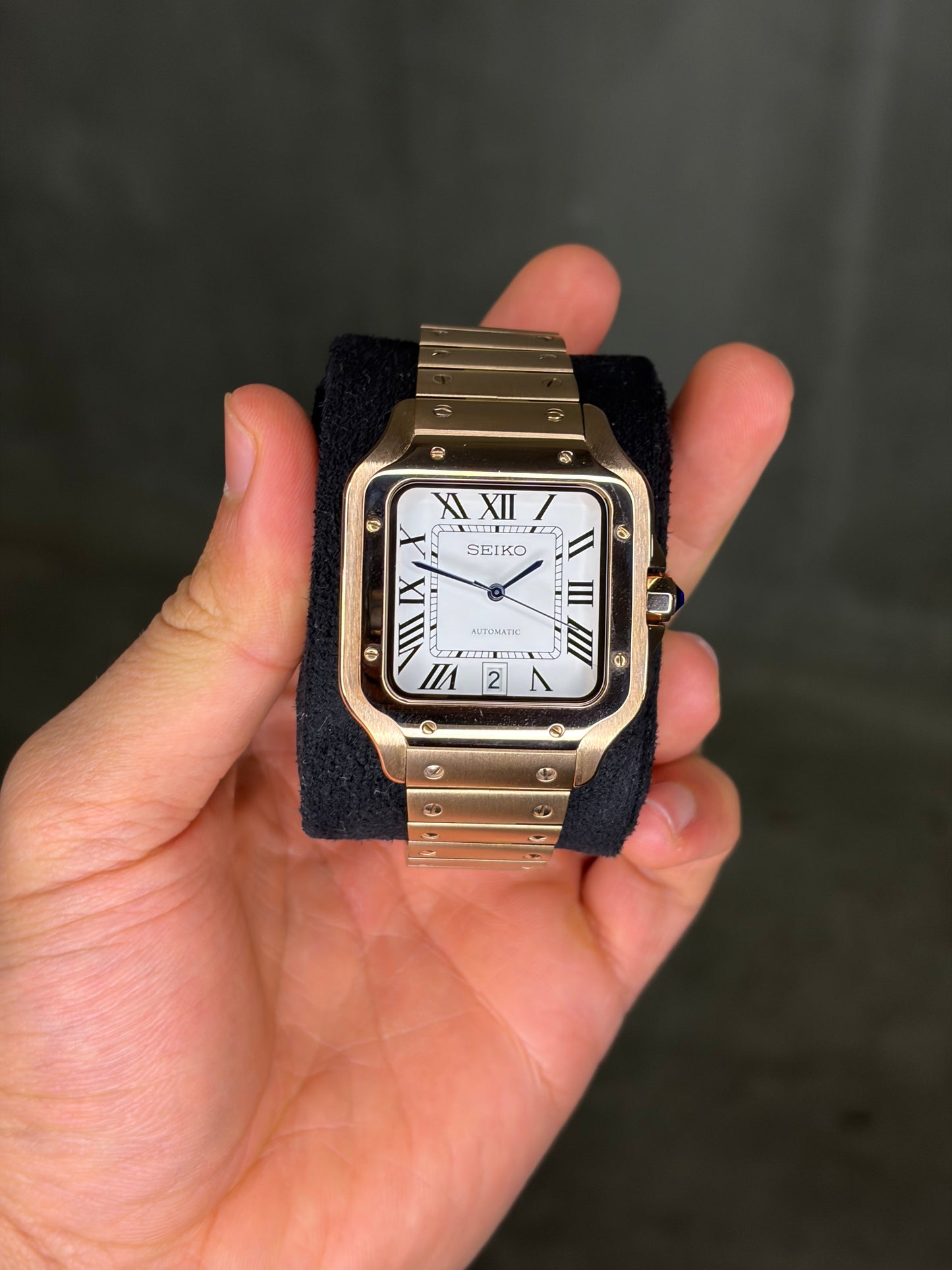 Santos Rose Gold & White Dial - Seiko Mod