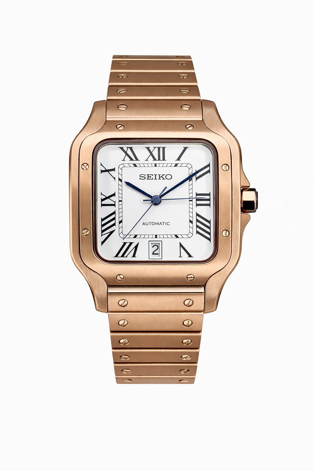 Santos Rose Gold & White Dial - Seiko Mod