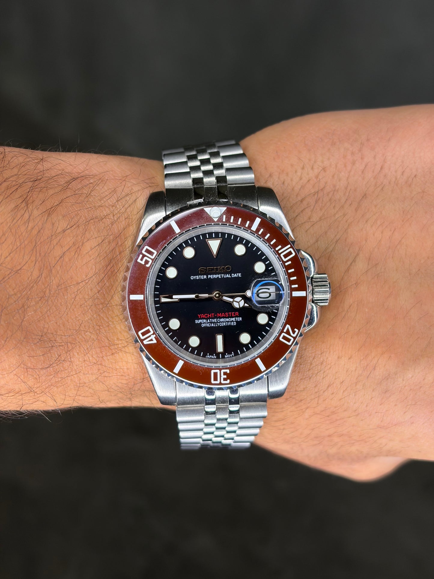 Yacht Master maroon bezel - Seiko Mod
