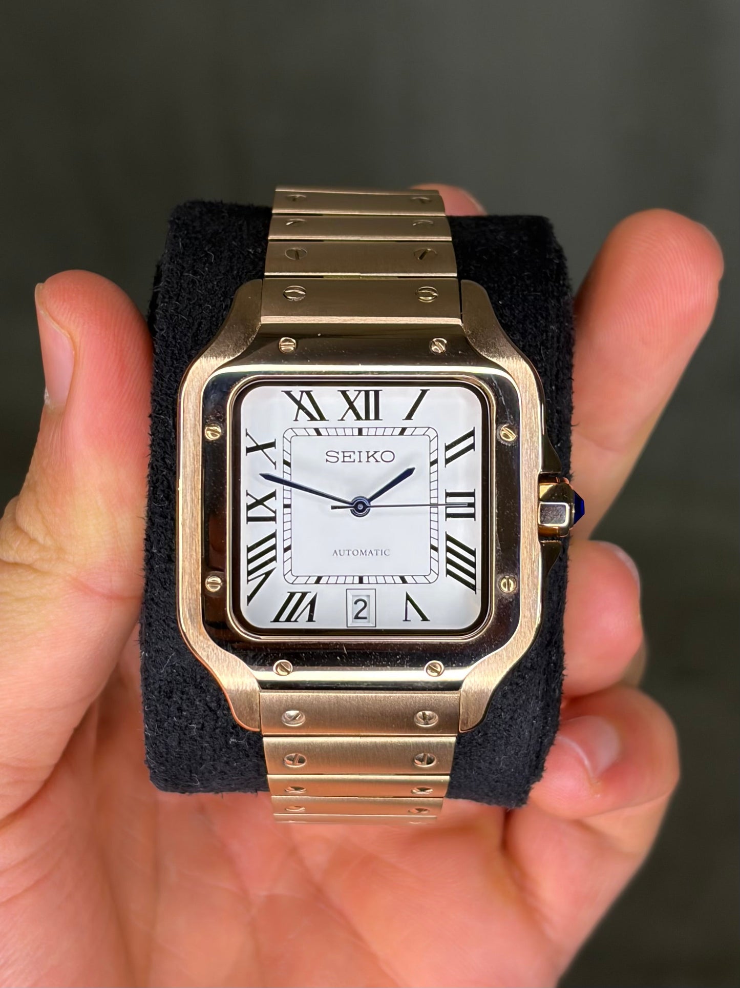 Santos Rose Gold & White Dial - Seiko Mod