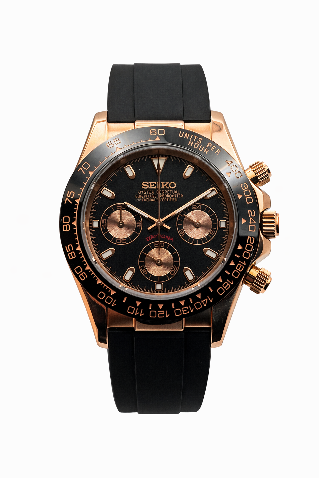 Daytona Rose Gold & Black - Seiko Mod