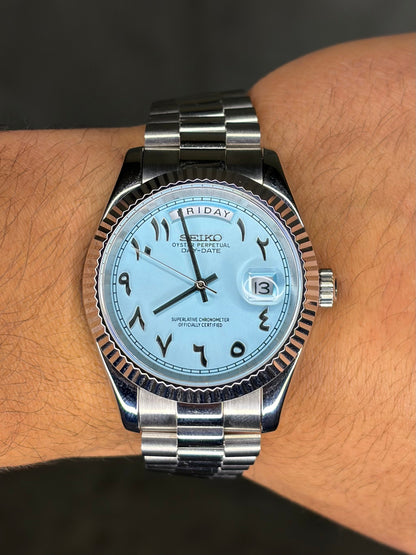 DayDate Baby Blue Arabic Numerals - Seiko Mod