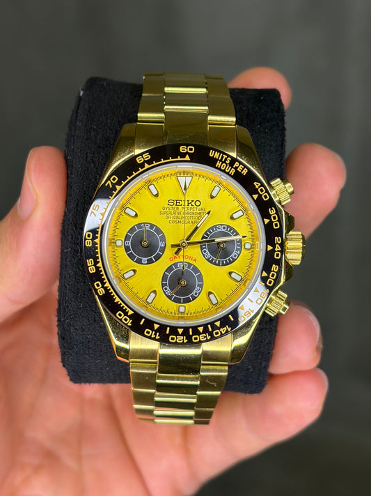 Yellow Gold & black Daytona  - Seiko Mod