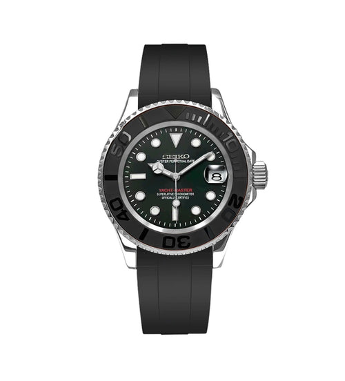 Yacht master Silver & Black Oysterflex  - Seiko Mod
