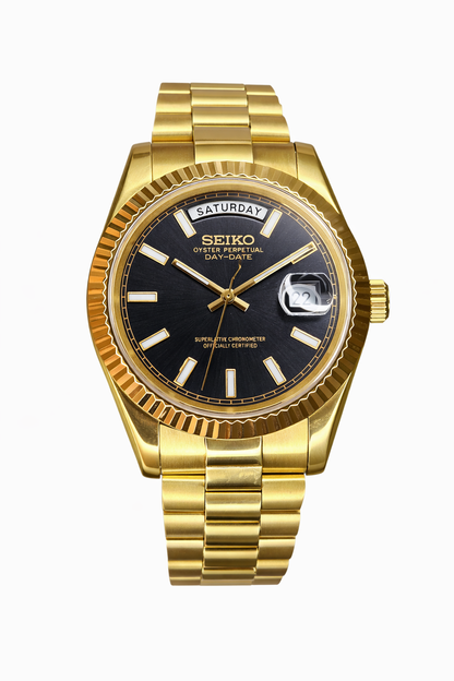 Gold & Black baguette dial DayDate - Seiko Mod