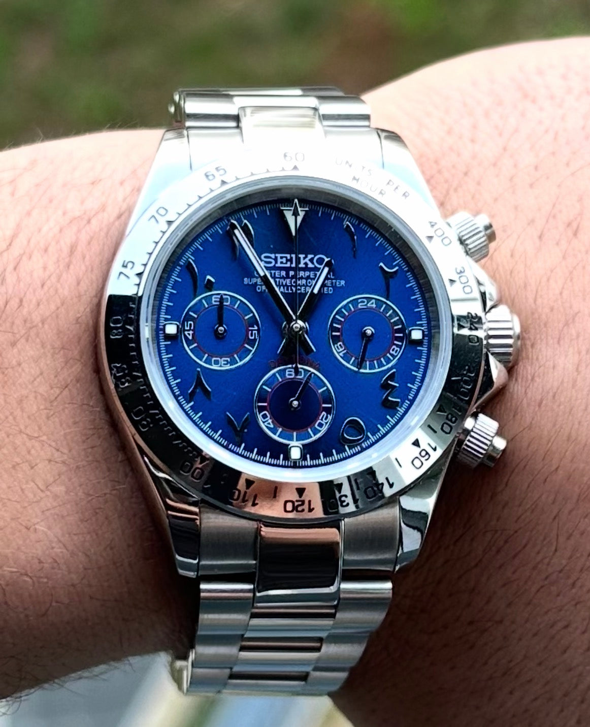Daytona Ocean Blue Arabic Numerals- Seiko Mod
