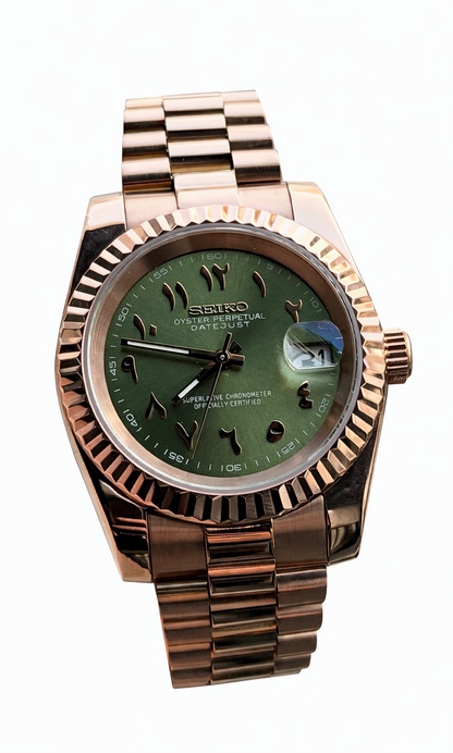 Datejust Rose Gold Olive Arabic - Seiko Mod