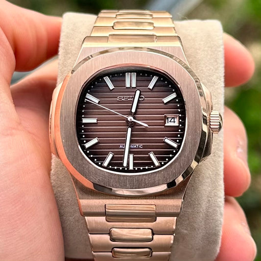 Rose Gold chocolate dial Nautilus - Seiko Mod